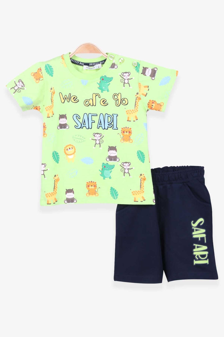 BRE Breeze Boys' Shorts Set with Safari Print, Pistachio Green, 1-4 Years - Mafra