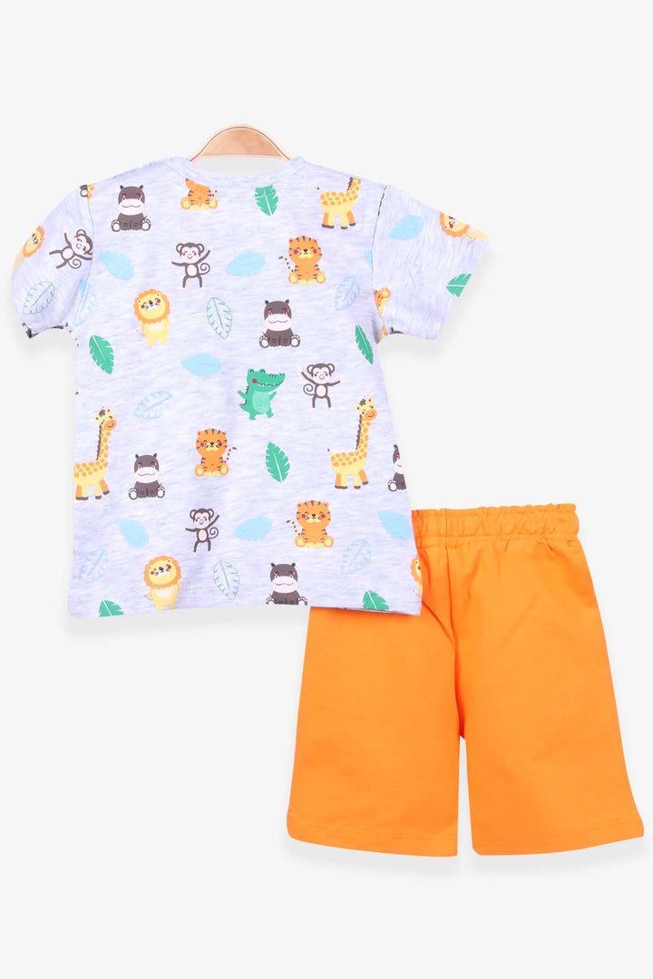 BRE Breeze Boys' Shorts Set with Safari Print 1-4 Years, Light Grey Melange - Abbotsford