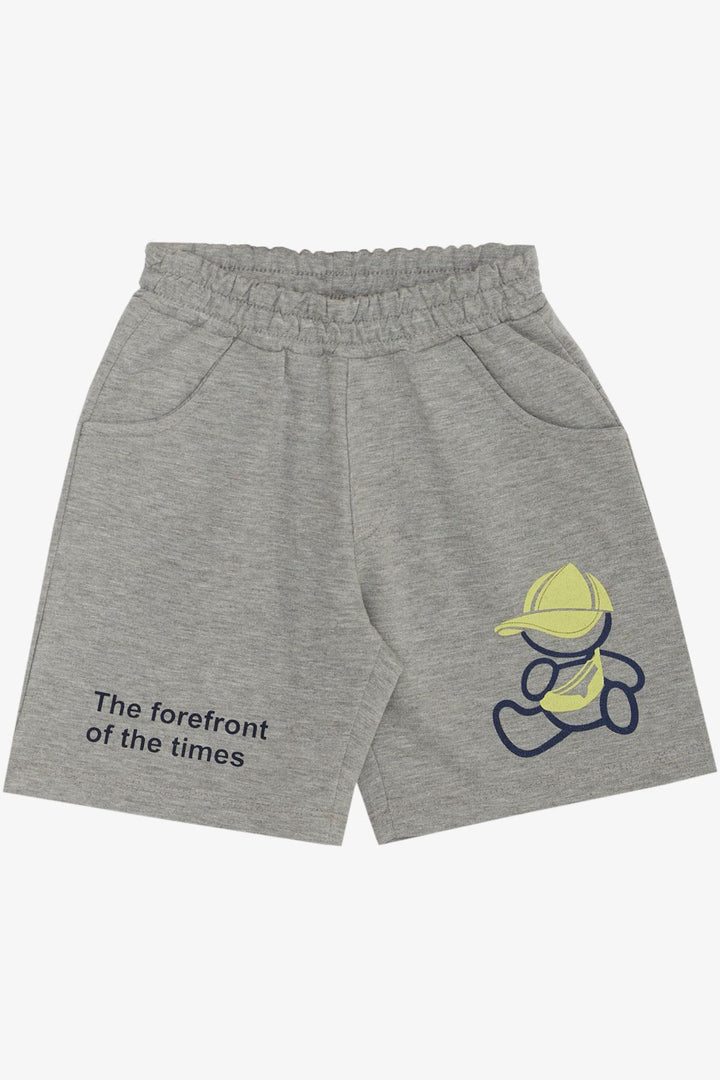 BRE Breeze Boys' Shorts Set with Hat Bear Printed 2-6 Years, Pistachio Green - Launceston