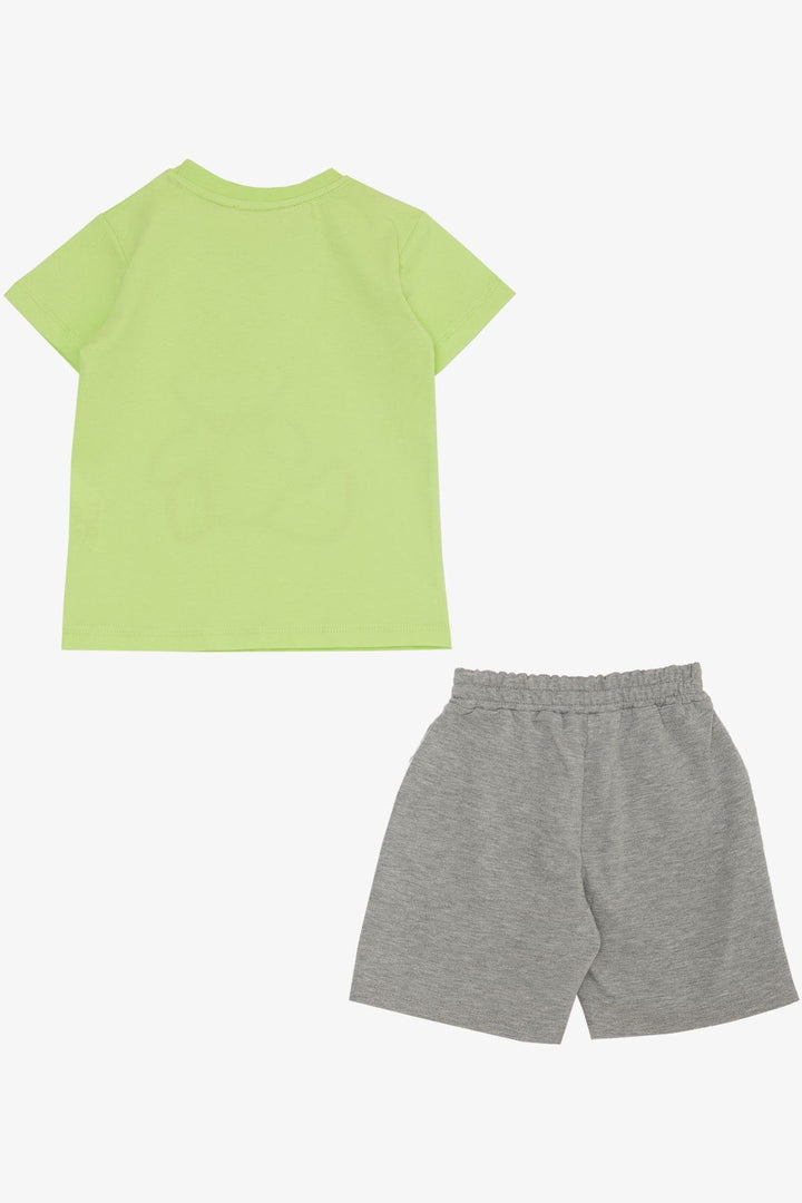 BRE Breeze Boys' Shorts Set with Hat Bear Printed 2-6 Years, Pistachio Green - Launceston