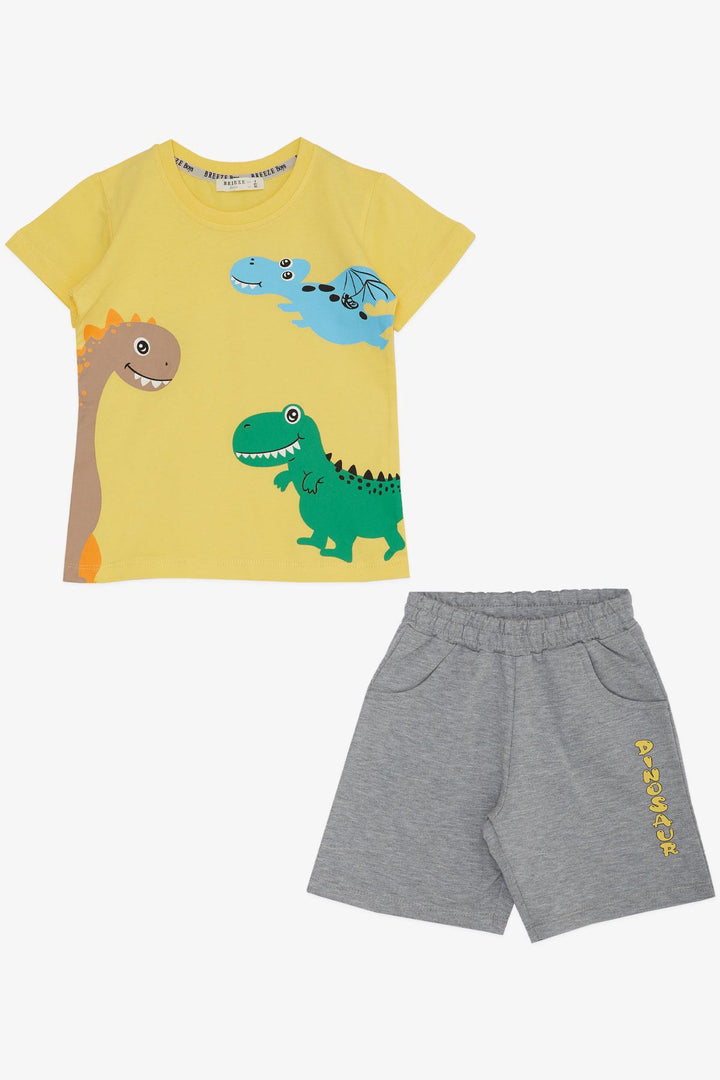 BRE Breeze Boys' Shorts Set Cute Dinosaur Friends Printed 1.5-5 Years, Yellow - San Bernardino