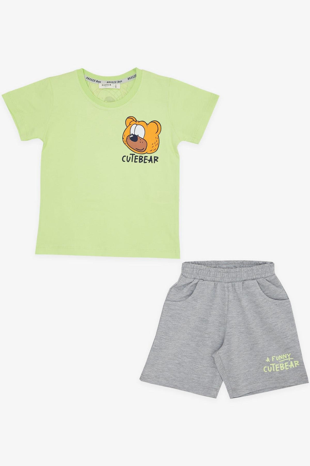 BRE Breeze Girls & Boys Boys' Shorts Set Cute Bear Printed 1.5-5 Years, Pistachio Green - Drachten