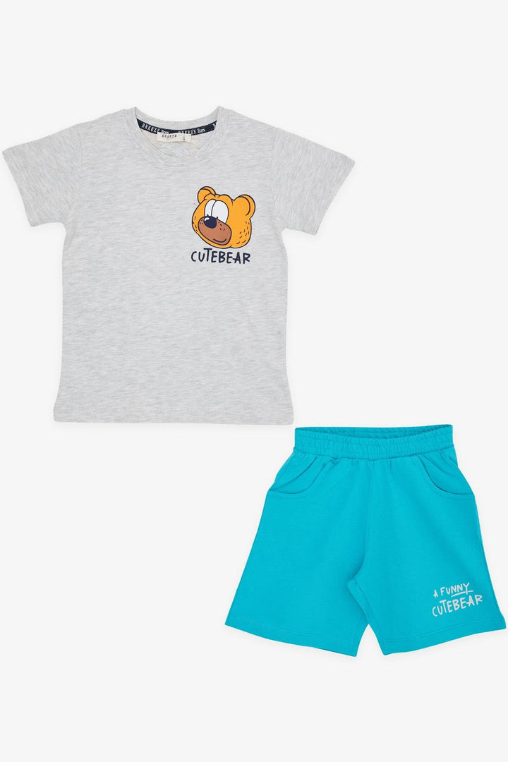 BRE Breeze Girls & Boys Boys' Shorts Set Cute Bear Printed 1.5-5 Years, Light Grey Melange - Calgary