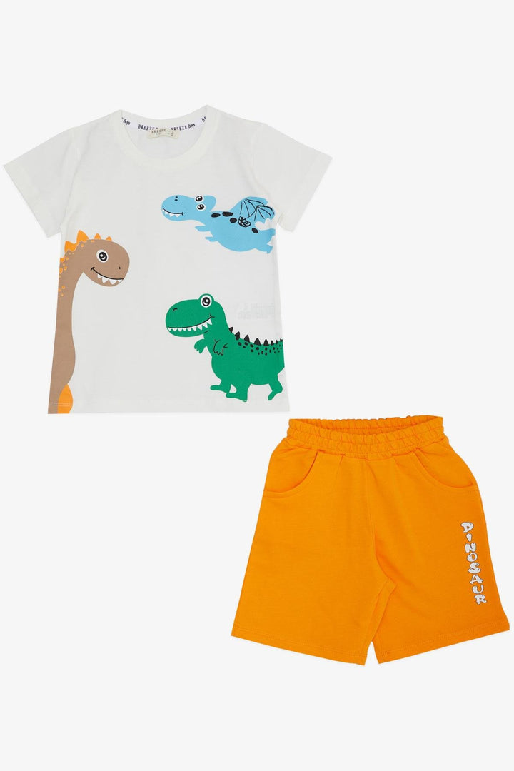 BRE Breeze Boys' Shorts Set Cute Dinosaur Friends Printed 1.5-5 Years, White - Mijas