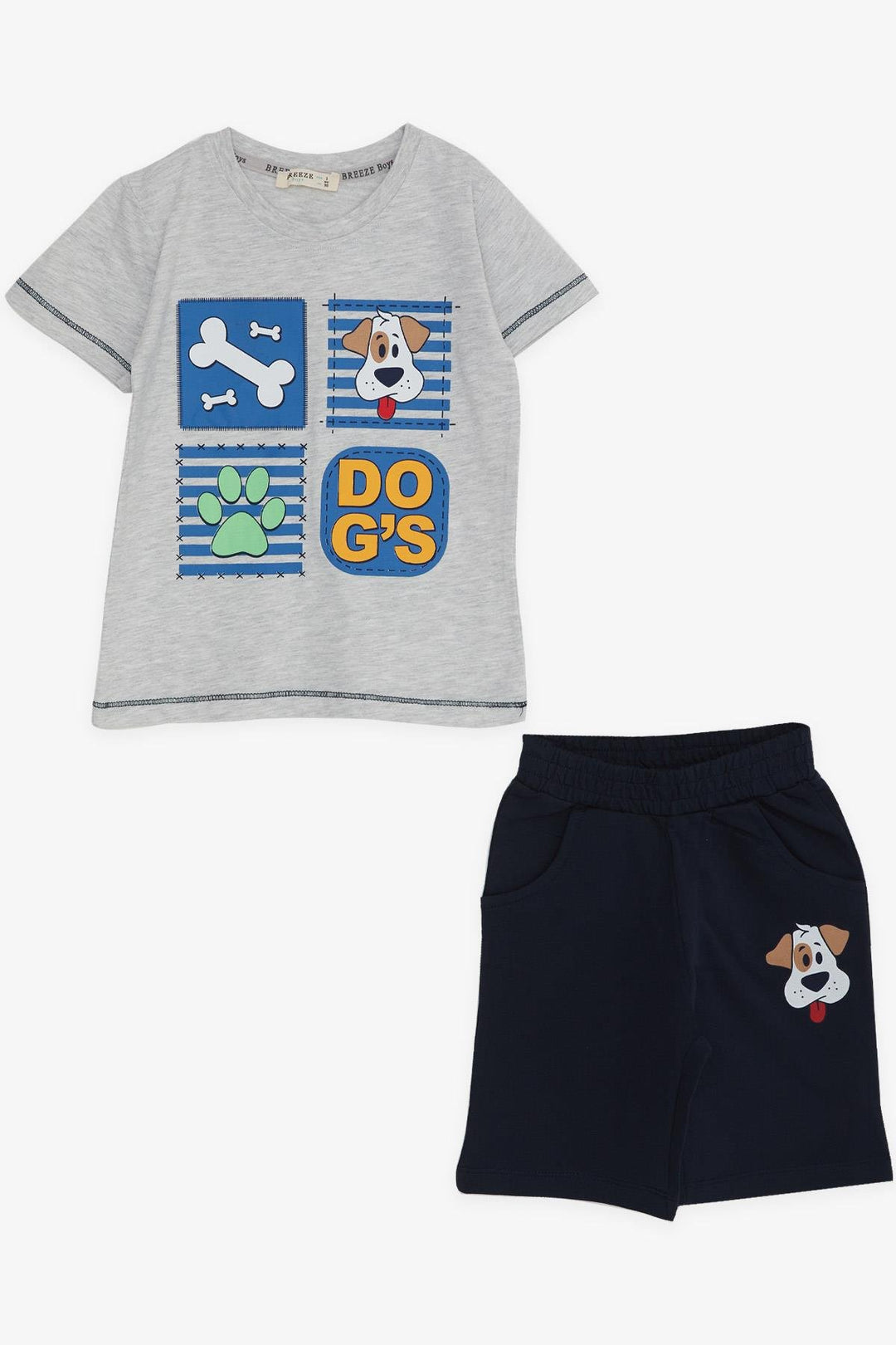 BRE Breeze Boys' Shorts Set Cute Puppy 1-4 Years, Light Grey Melange - Port Arthur