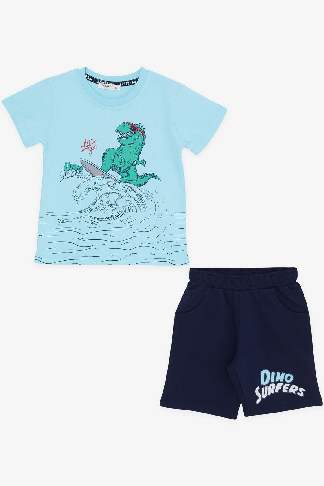 BRE Breeze Girls & Boys Boys' Shorts Set Surfer Cool Dinosaur Printed 1.5-5 Years, Light Blue - Kearns