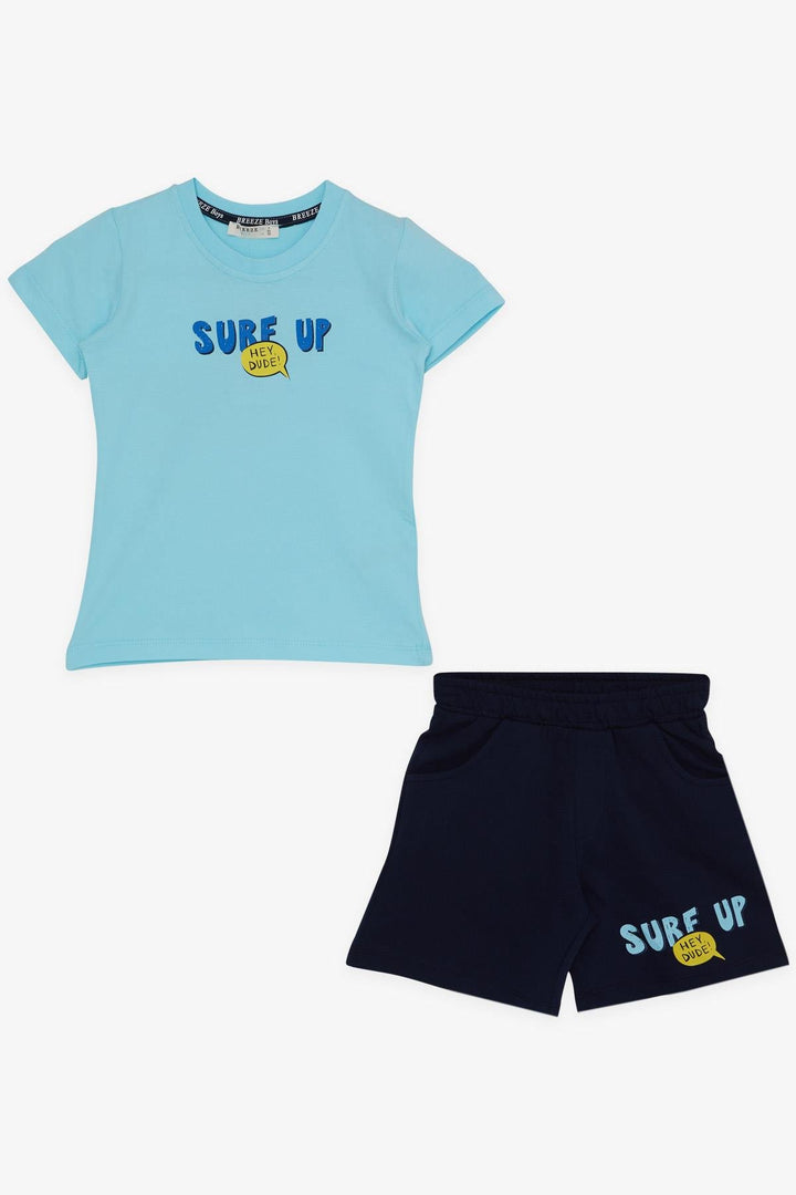 BRE Breeze Girls & Boys Boys' Shorts Set Surfer Crocodile Printed 3-8 Years, Light Blue - Nürtingen