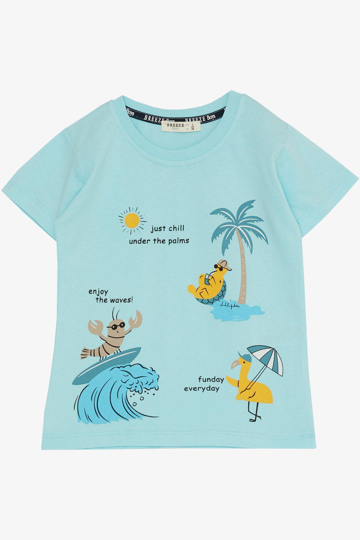 BRE Breeze Boys' Shorts Set Holiday Themed Fun Animals Printed 1-4 Years, Light Blue - Houten