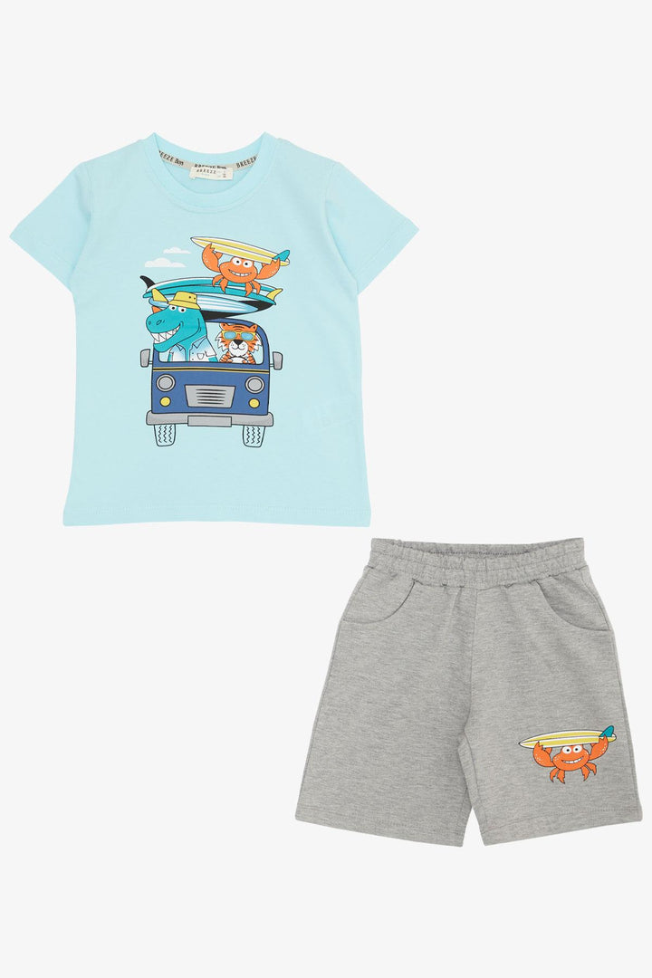 BRE Breeze Boys' Shorts Set Holiday Animal Printed 2-6 Years, Blue - Dzhankoi