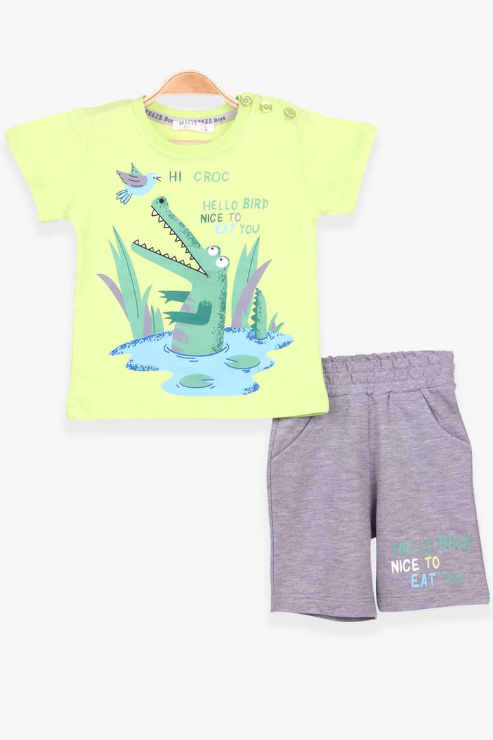 BRE Breeze Boys' Shorts Set Crocodile Printed 1-4 Years, Pistachio Green - Kanata