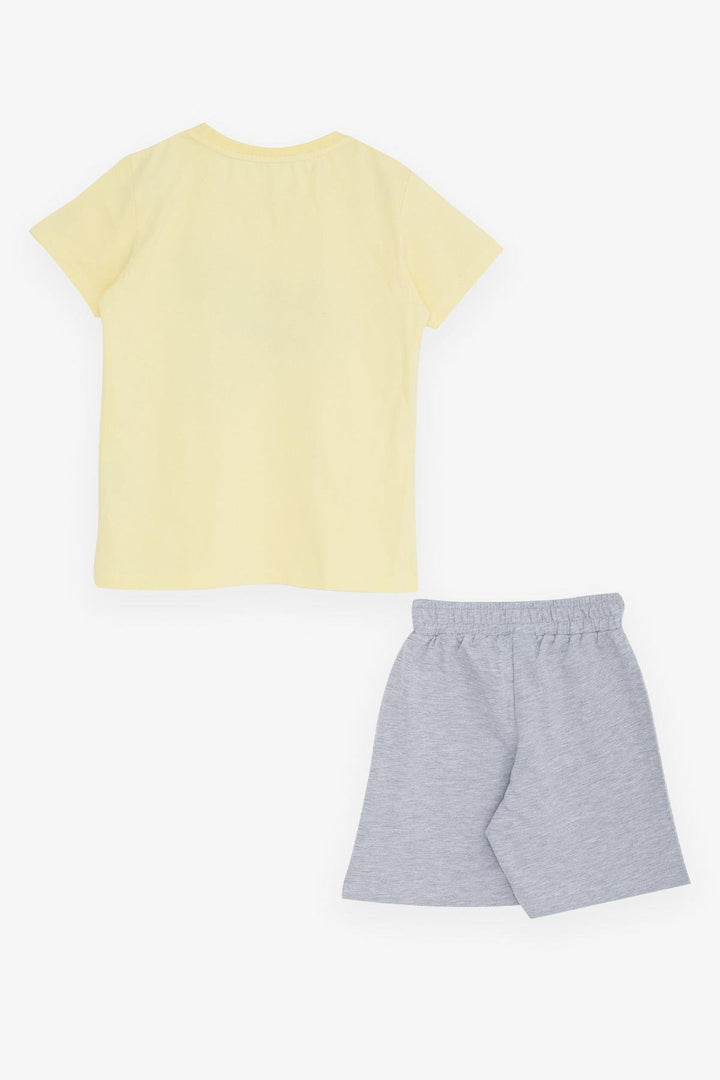 BRE Breeze Girls & Boys Boys' Shorts Set with Printed Writing, Pocket, and Drawstring Accessory, 84 Years, Yellow - Newcastle