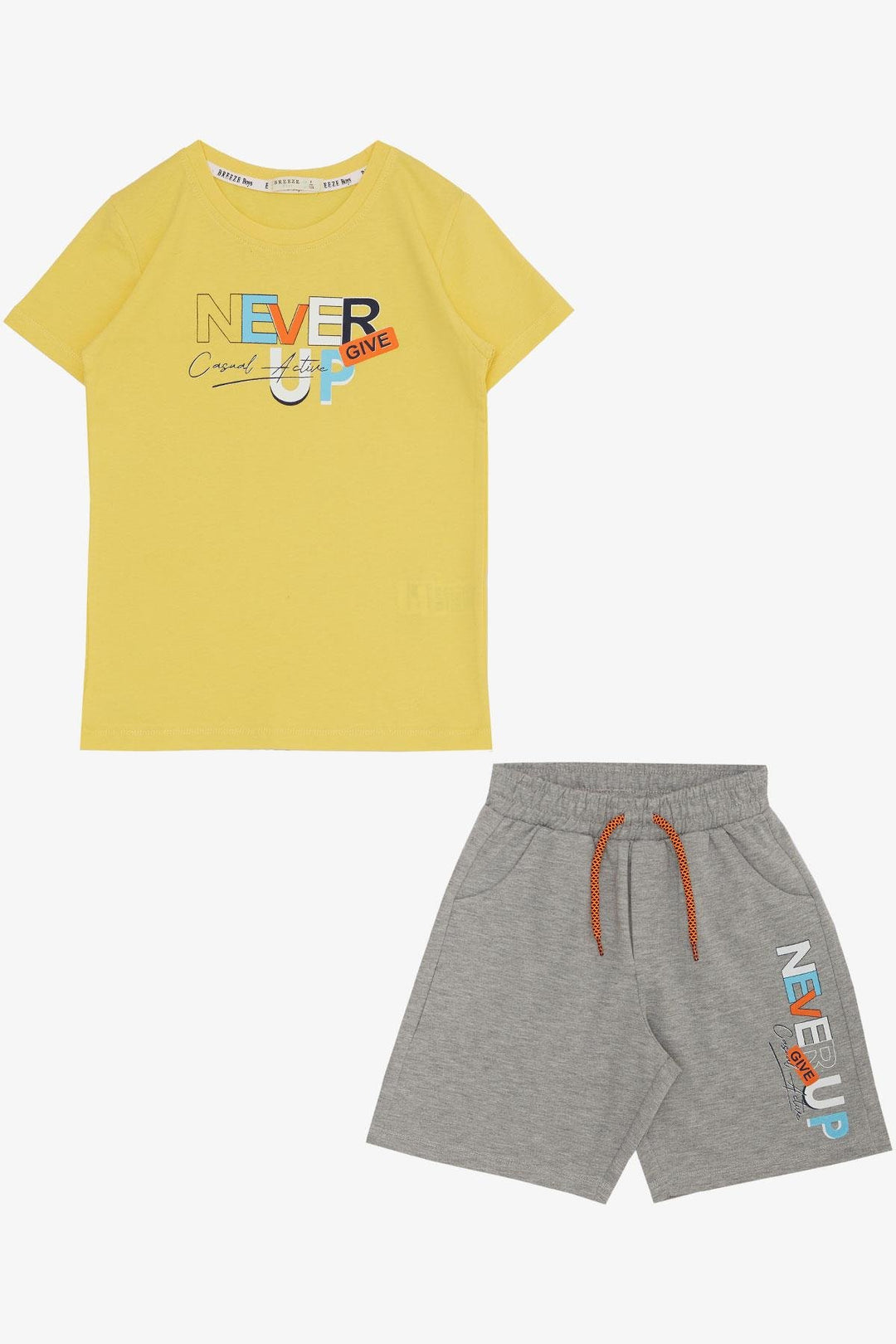 BRE Breeze Boys' Shorts Set with Printed Writing Pockets 84 Years, Yellow - Palo Alto