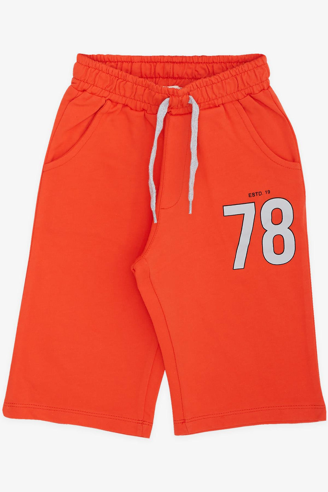 BRE Breeze Boys' Shorts Set with Printed Writing and Lace-up Accessories, 50 Years, Light Grey Melange - Spartanburg