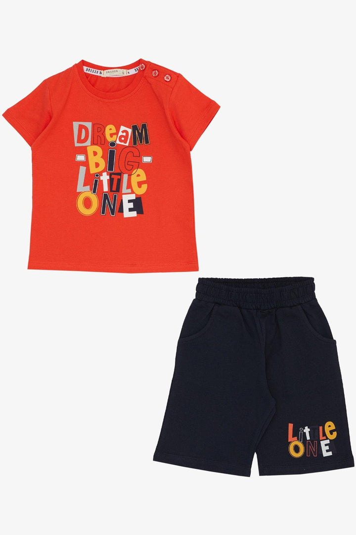 BRE Breeze Boys' Shorts Set with Printed Text for 1.5-5 Years, Pomegranate Blossom - Alphen aan den Rijn