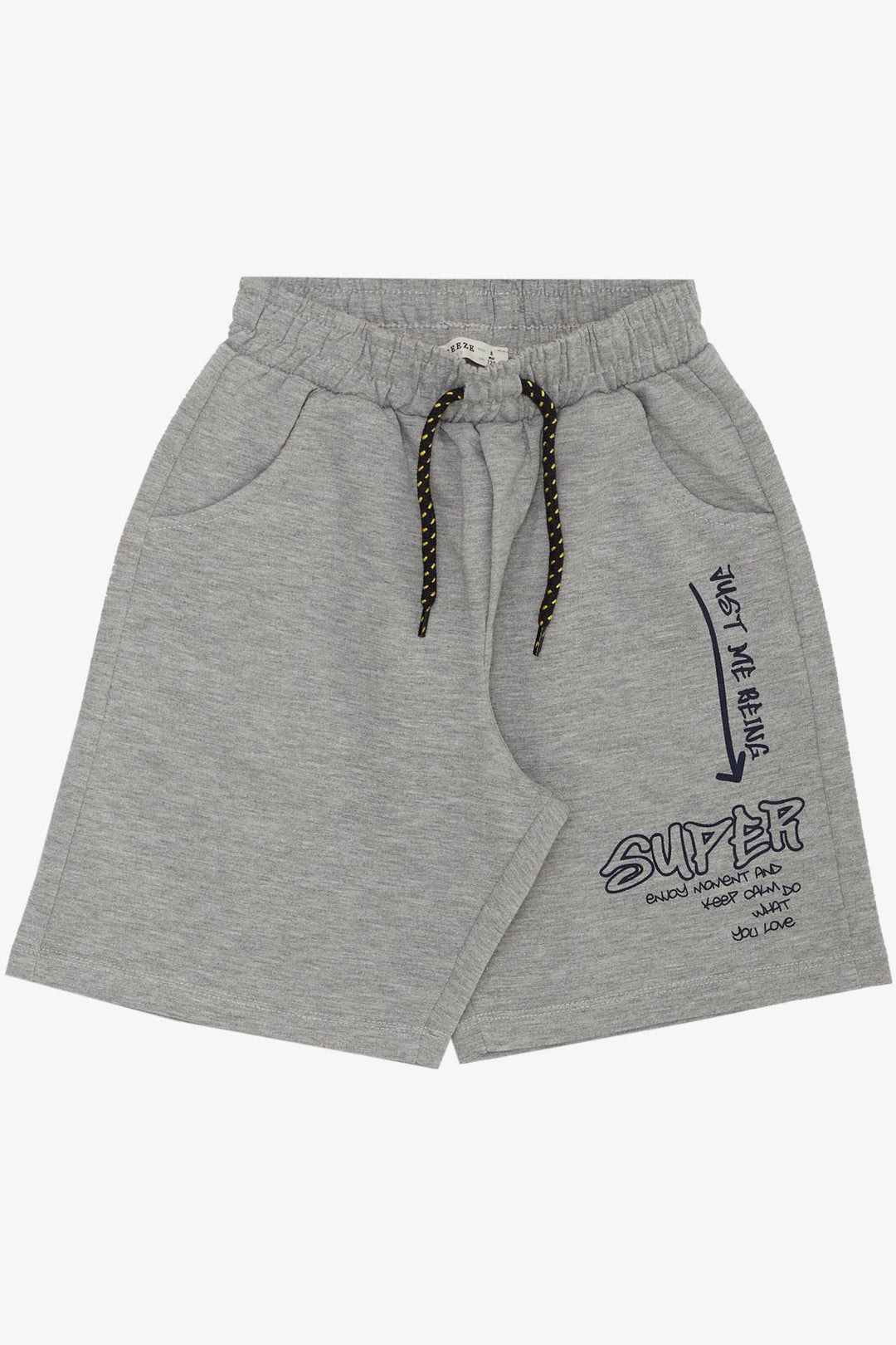 BRE Breeze Boys' Shorts Set with Printed Writing and Lace-up Accessories, 84 Years, Yellow - Irondequoit