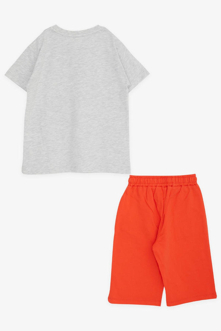 BRE Breeze Boys' Shorts Set with Printed Writing and Lace-up Accessories, 50 Years, Light Grey Melange - Spartanburg