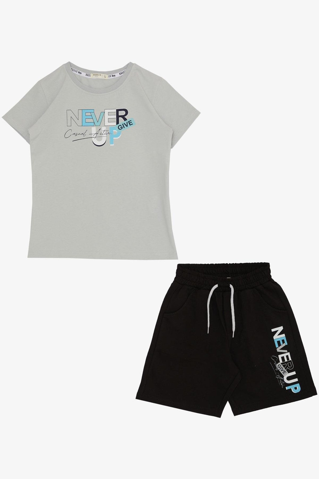 BRE Breeze Boys' Shorts Set with Printed Writing Pockets 84 Years, Light Grey - Khmelnytskyi