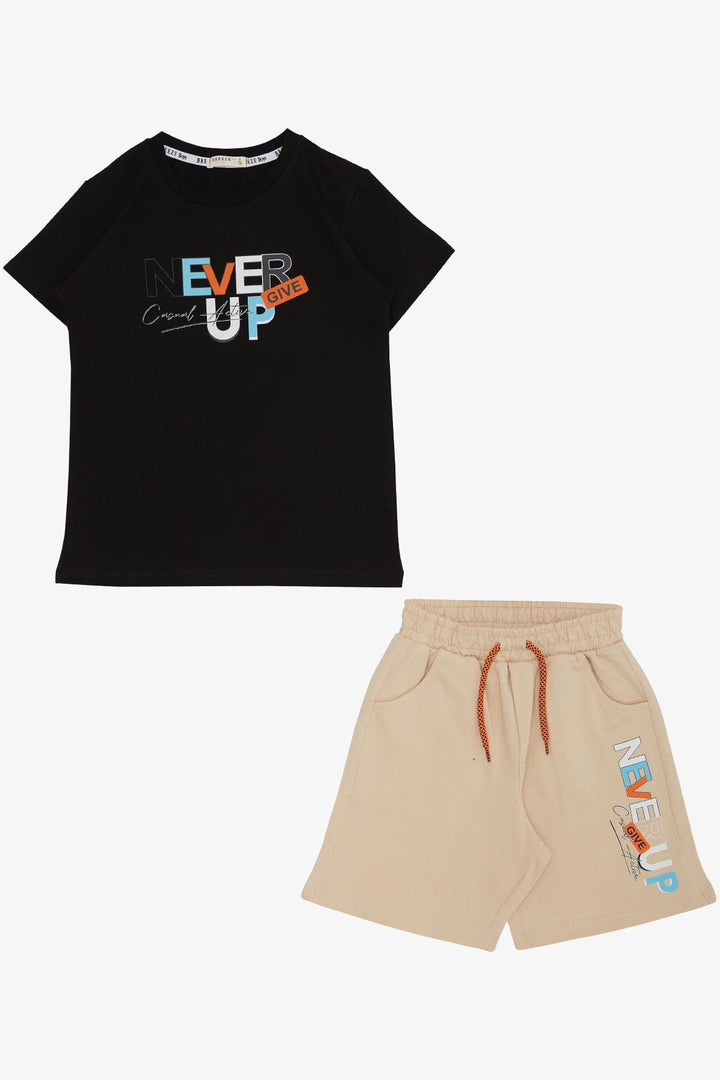 BRE Breeze Boys' Shorts Set with Printed Writing Pockets 84 Years, Black - Burnley