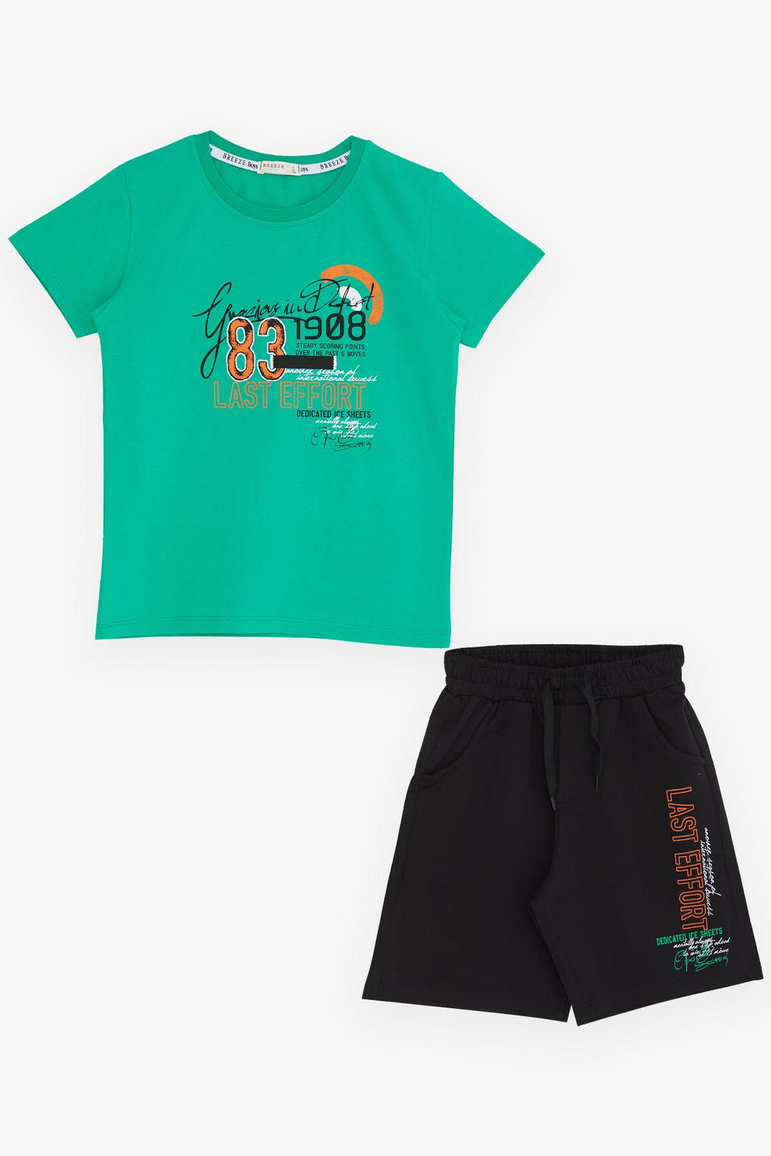 BRE Breeze Girls & Boys Boys' Shorts Set Printed with Summer Pocketed Drawstring Accessorized 84 Years, Green - Rovenky