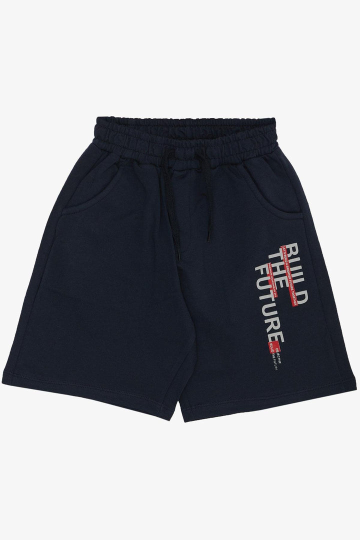 BRE Breeze Boys' Shorts Set with Printed Text Pockets 84 Years, Light Grey Melange - Portsmouth