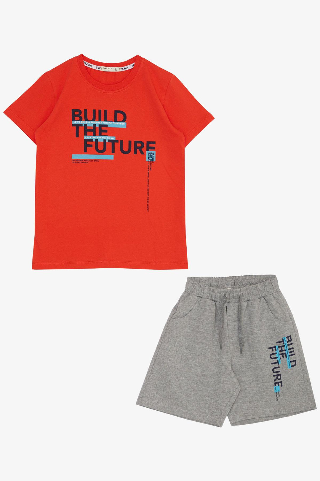 BRE Breeze Boys' Shorts Set with Printed Writing and Pockets, 84 Years, Orange Blossom - Harlingen