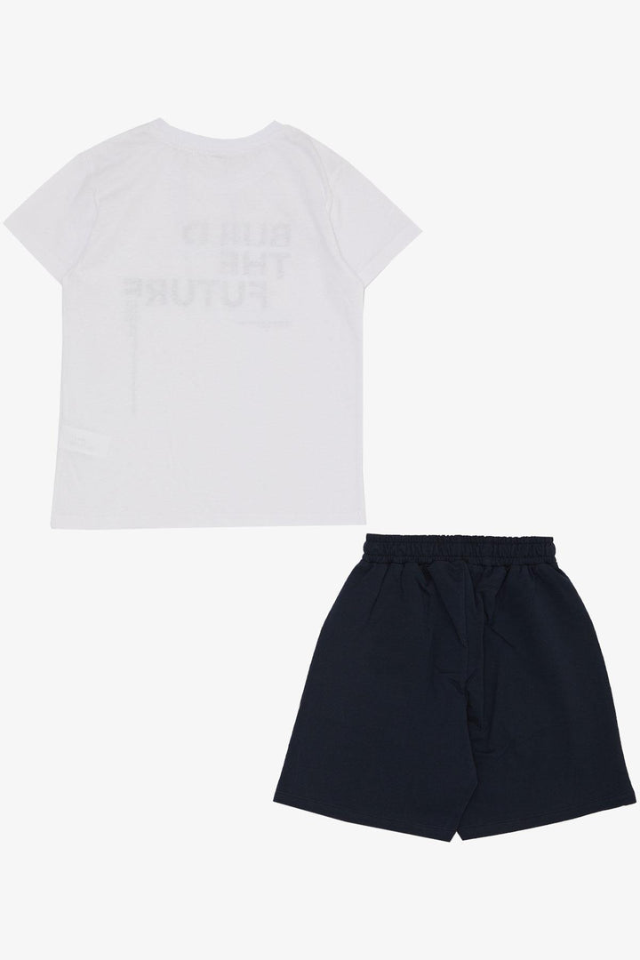 BRE Breeze Boys' Shorts Set with Printed Writing Pockets 84 Years, White - Bremerhaven