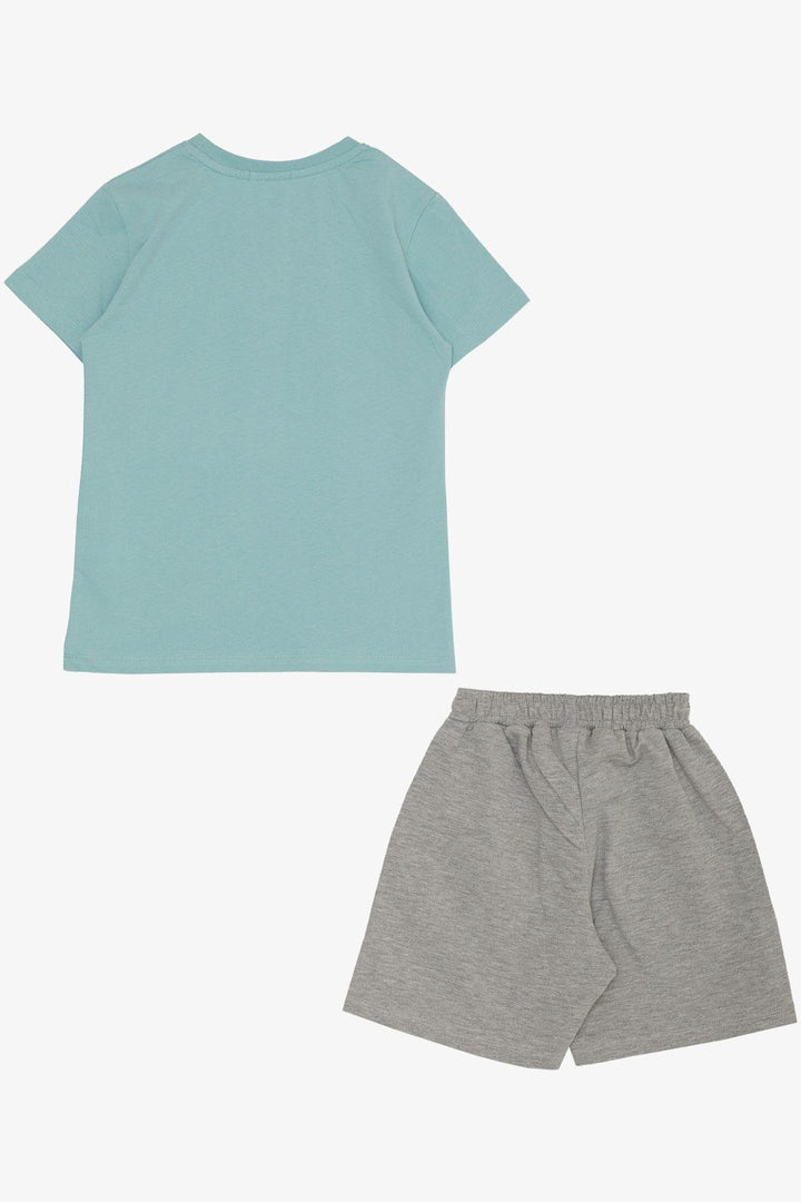 BRE Breeze Boys' Shorts Set with Printed Writing and Pockets, 84 Years, Aqua Green - Agía Paraskeví