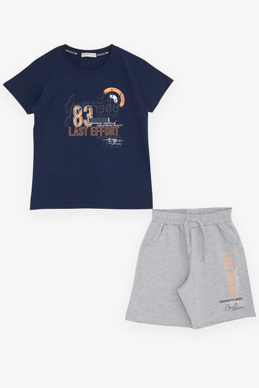 BRE Breeze Girls & Boys Boys' Shorts Set Printed with Summer Pocketed Drawstring Accessorized 84 Years, Navy Blue - Offenburg