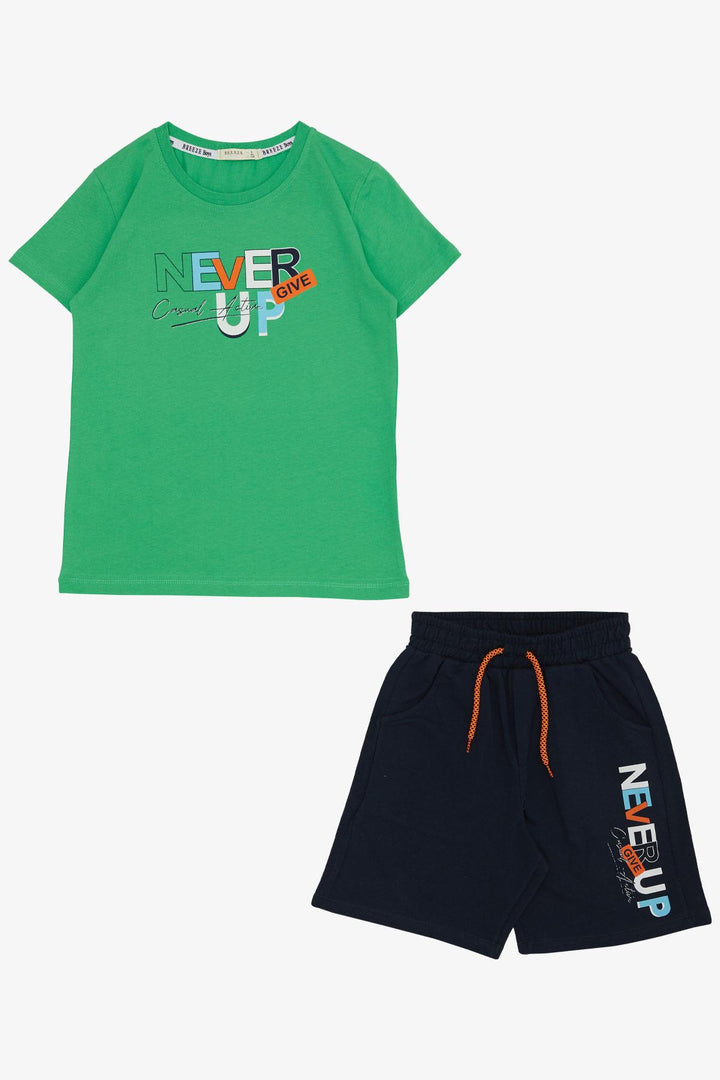 BRE Breeze Boys' Shorts Set with Printed Writing Pockets 84 Years, Green - Saint-Priest