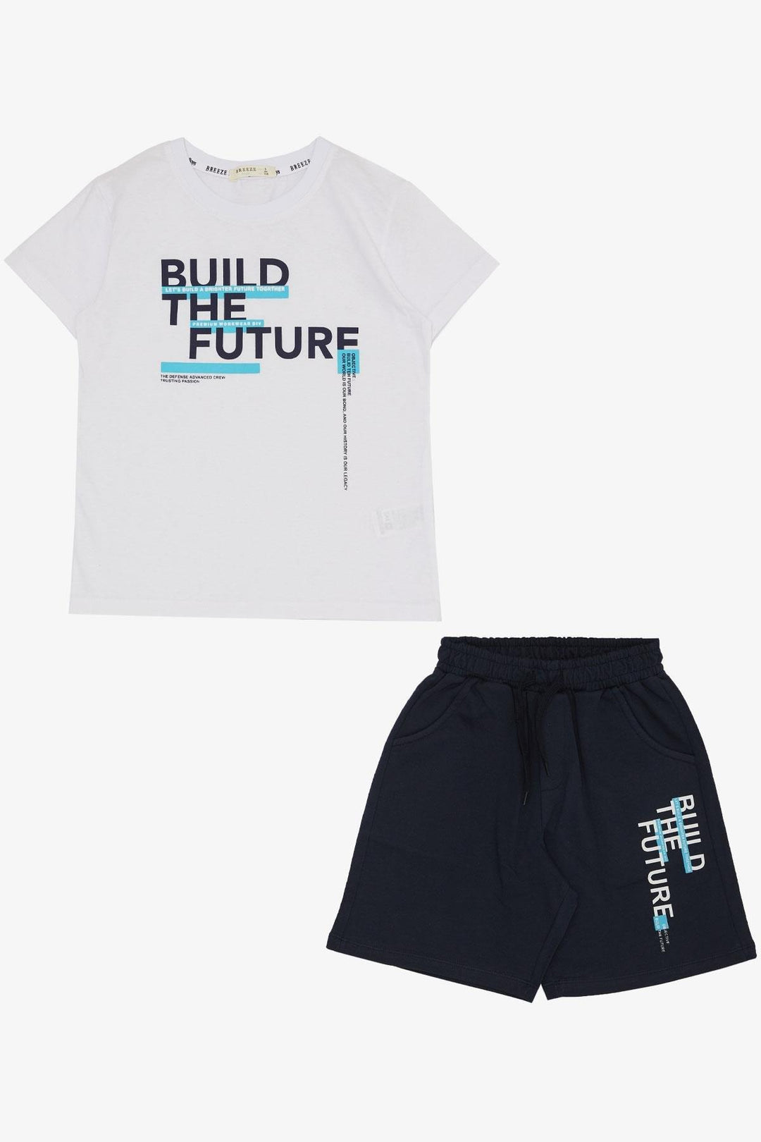 BRE Breeze Boys' Shorts Set with Printed Writing Pockets 84 Years, White - Bremerhaven