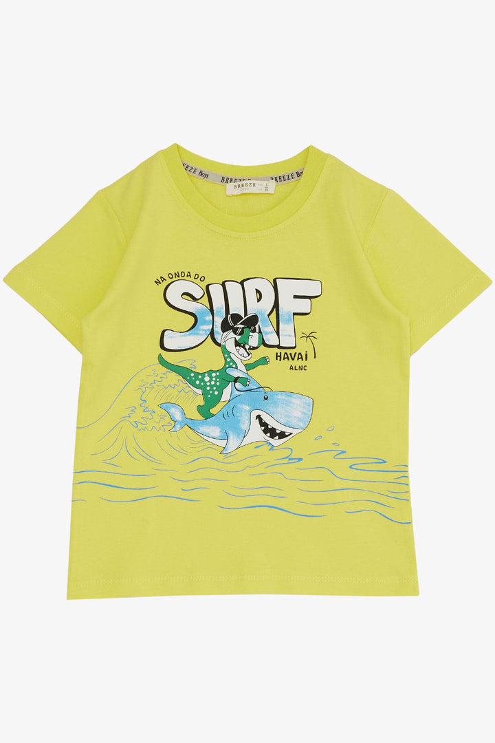 BRE Breeze Boys' Shorts Set Holiday Themed Cheerful Surfer Animals Printed 2-6 Years, Yellow - Welling