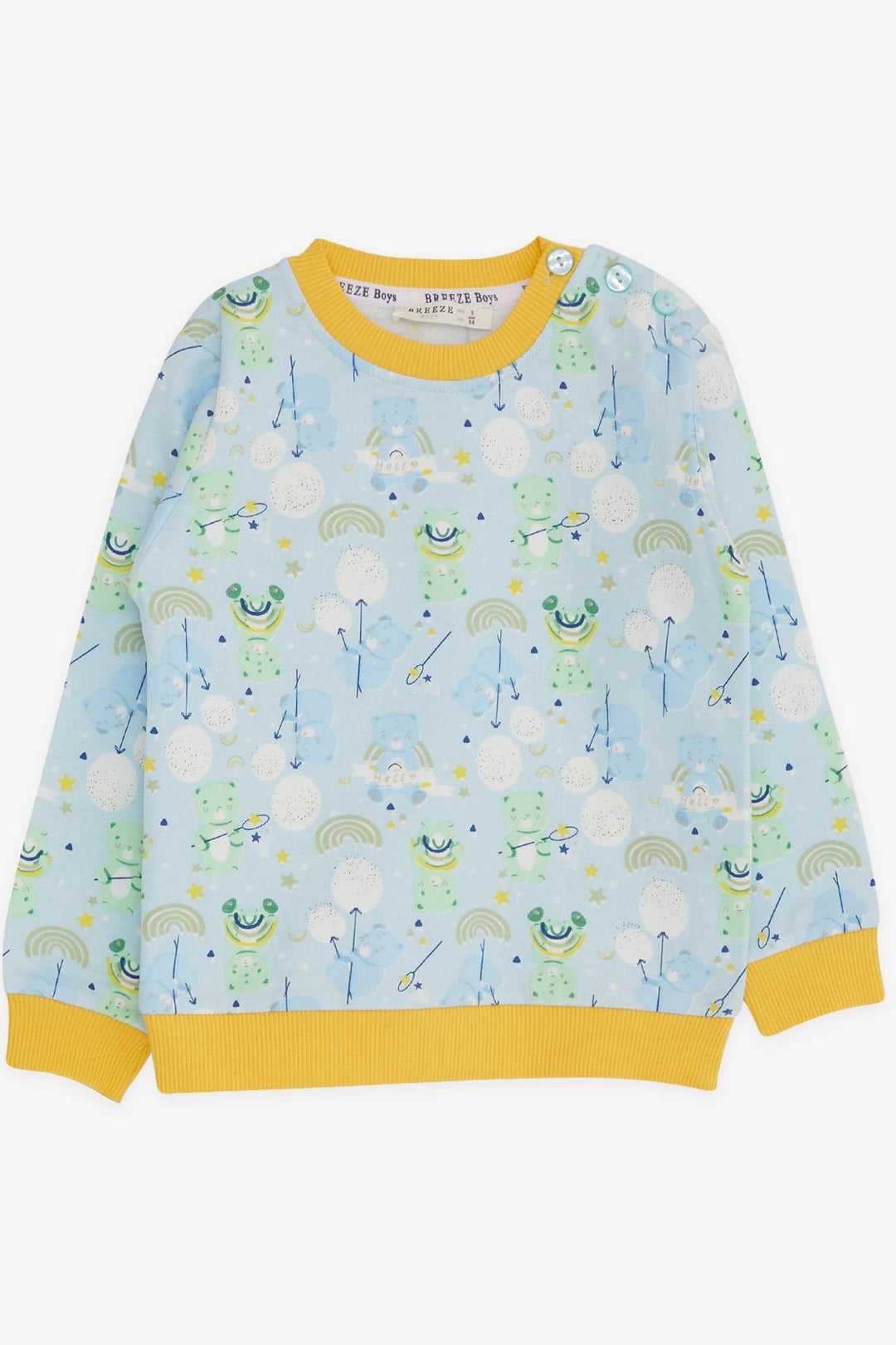 BRE Breeze Boys' Sweatshirt Cheerful Bear Patterned 1.5-5 Years, Light Blue - Vancouver