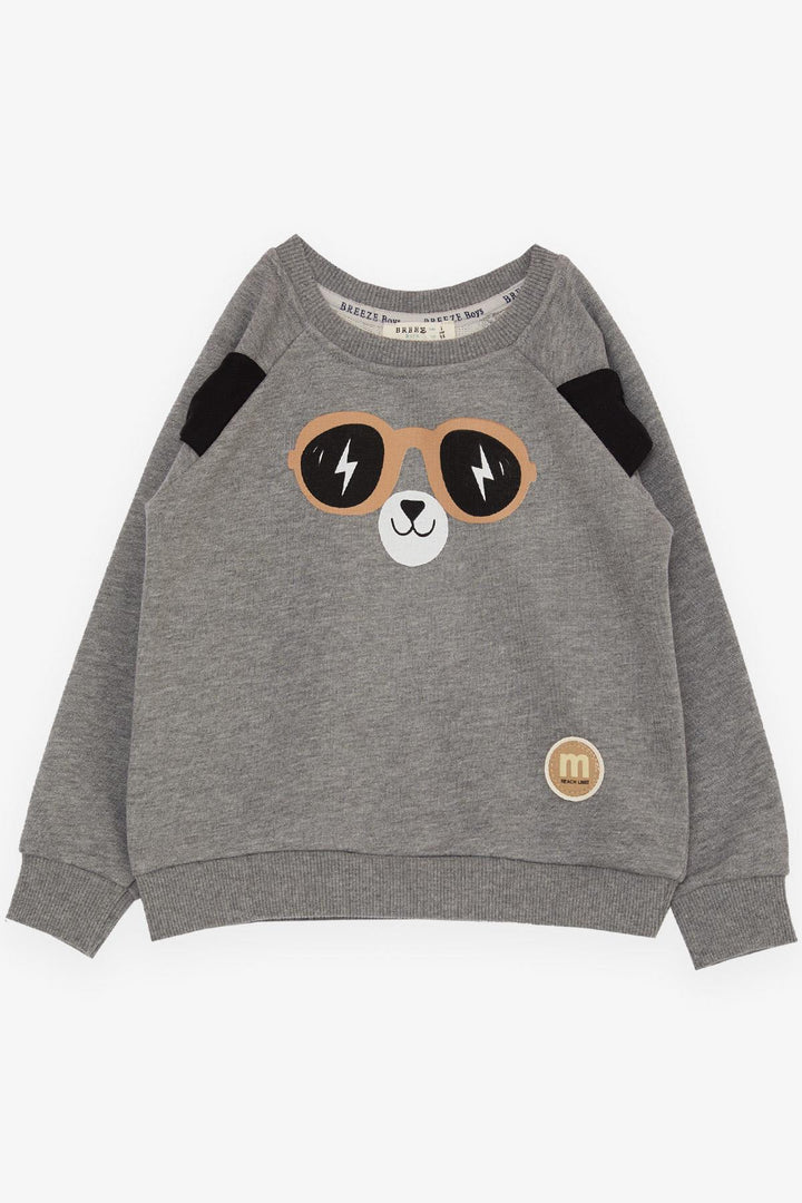 BRE Breeze Boys' Sweatshirt Cute Bear Printed with Moving Ears 2-6 Years, Dark Grey Melange - La Barca