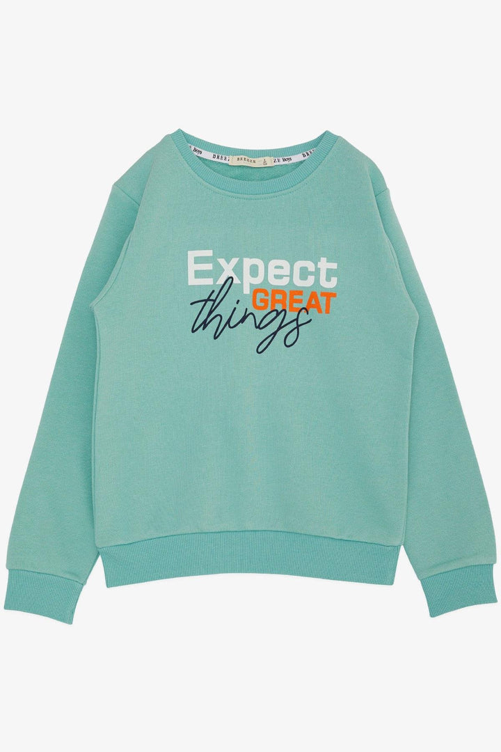 BRE Breeze Boys' Sweatshirt with Printed Text, 4-8 Years, Aqua Green - Airdrie