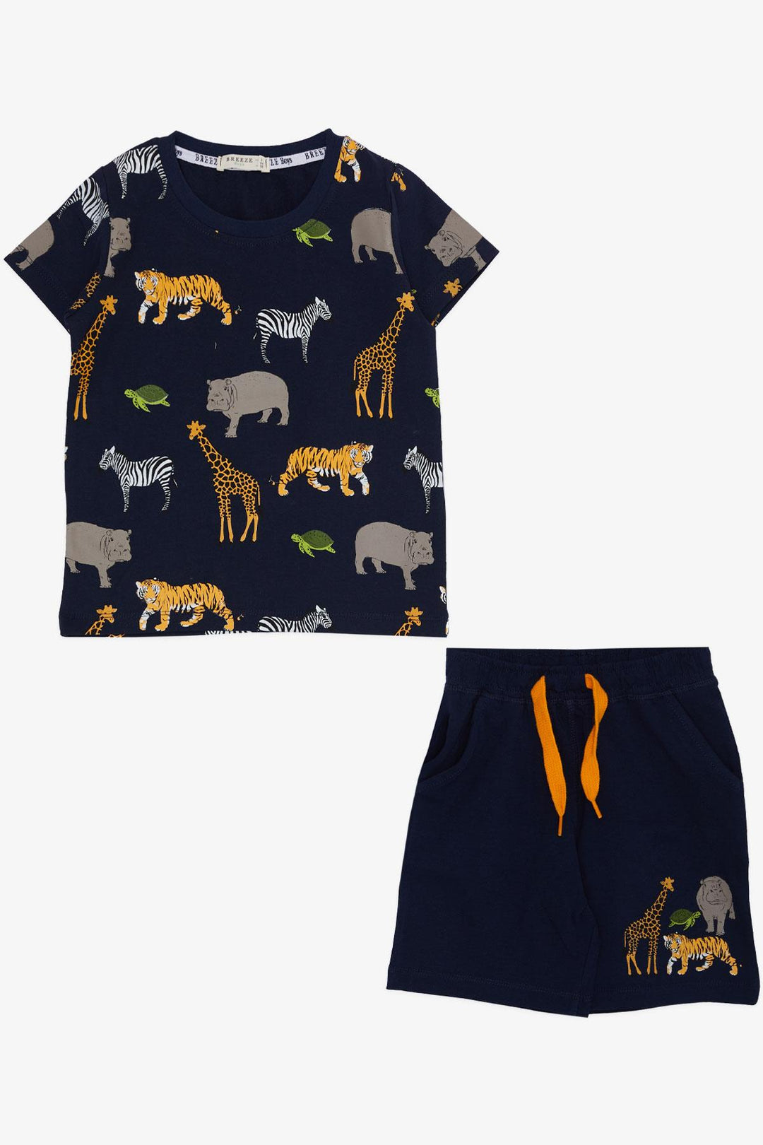 BRE Breeze Boys' Set with Shorts Strong Animal Patterned 1.5-5 Years, Navy Blue - Oshkosh