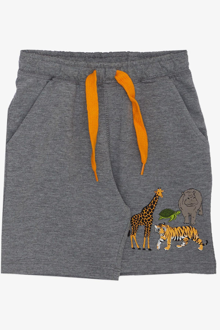 BRE Breeze Boys' Set with Shorts Strong Animal Patterned 1.5-5 Years, Dark Grey Melange - Conflans-Sainte-Honorine