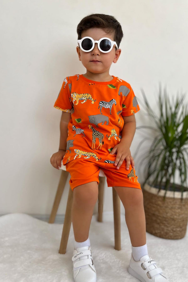 BRE Breeze Boys' Set with Shorts Strong Animal Patterned 1.5-5 Years, Orange - Mönchengladbach