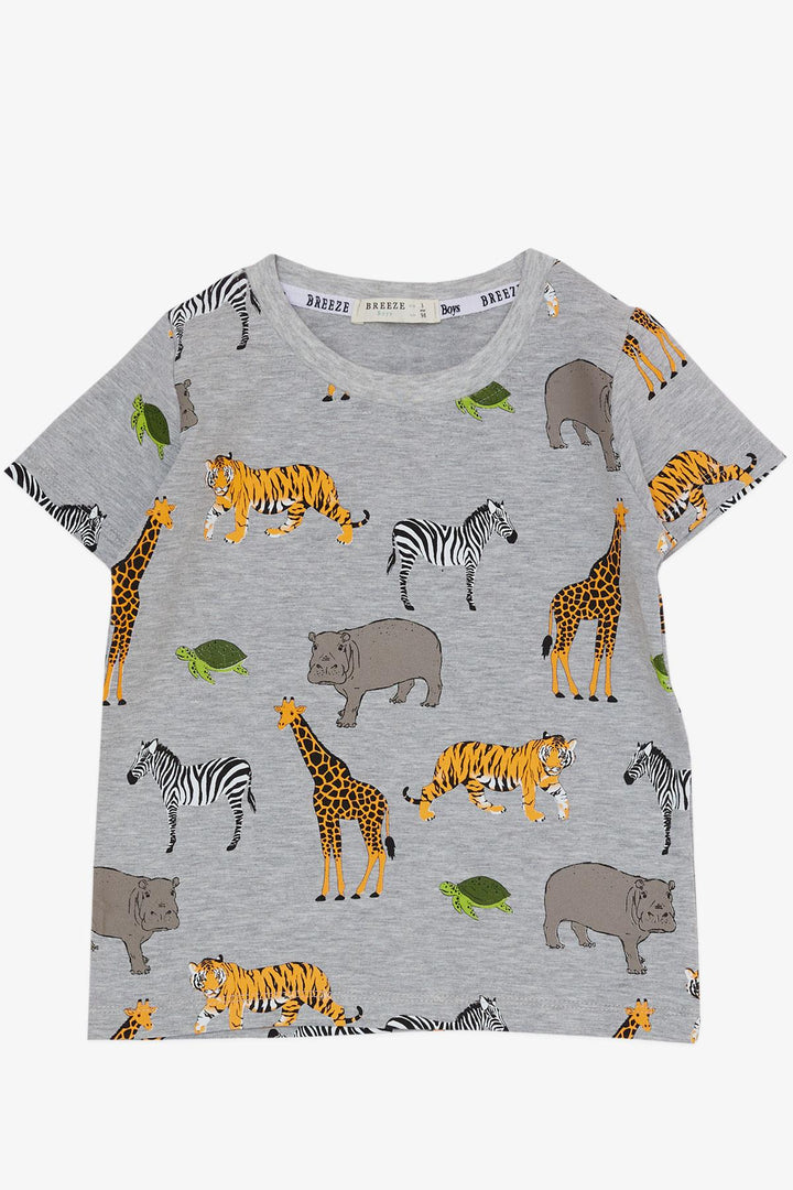 BRE Breeze Boys' Set with Shorts Strong Animal Patterned 1.5-5 Years, Grey Melange - Weinheim