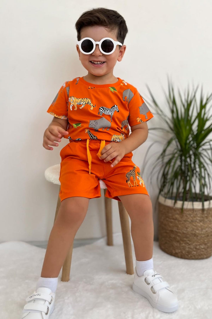 BRE Breeze Boys' Set with Shorts Strong Animal Patterned 1.5-5 Years, Orange - Mönchengladbach