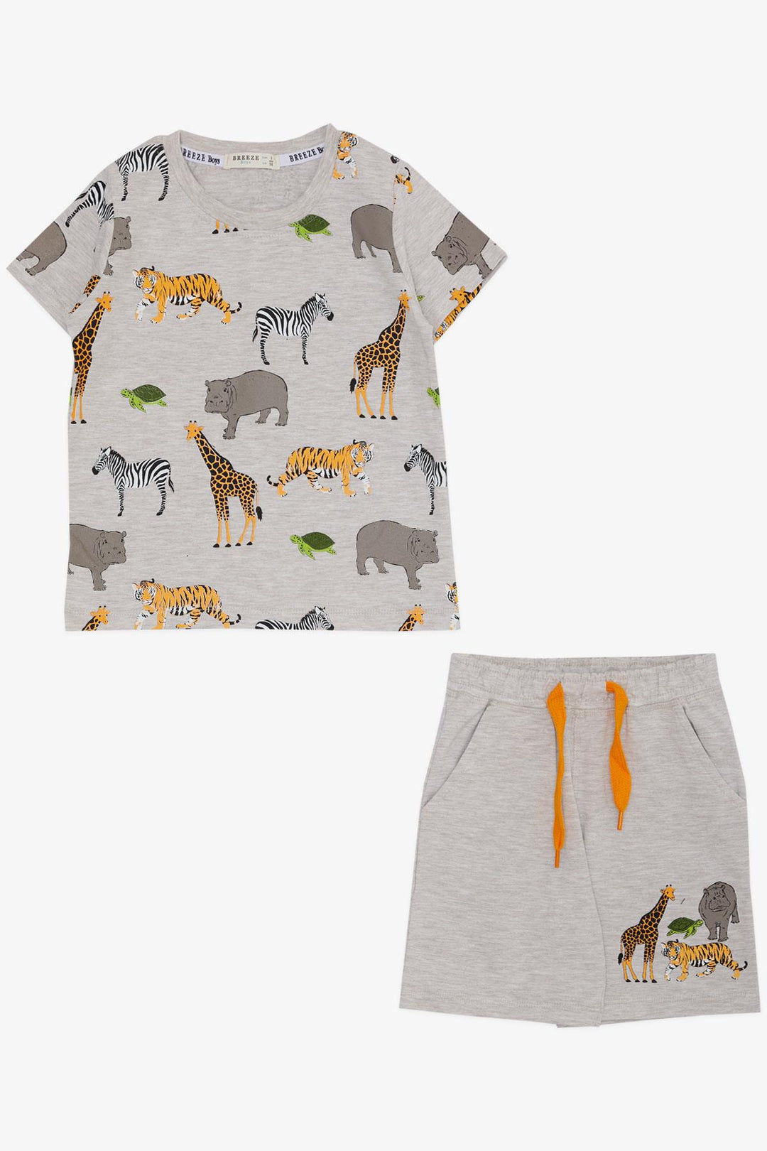 BRE Breeze Boys' Set with Shorts Strong Animal Patterned 1.5-5 Years, Beige Melange - Heusden