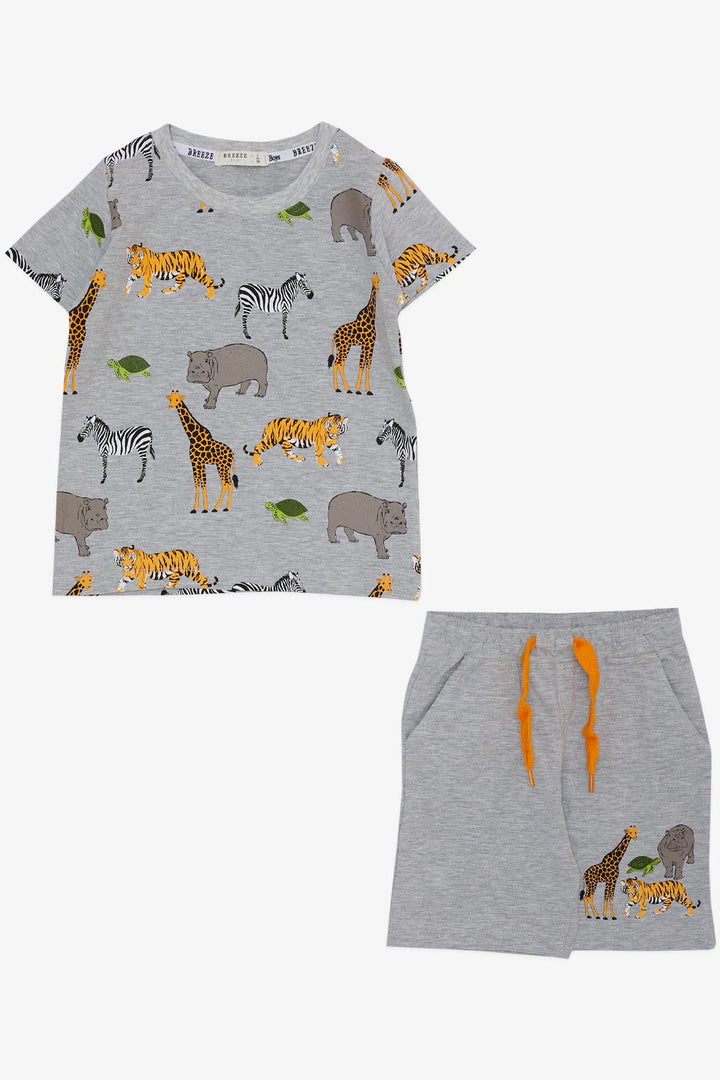 BRE Breeze Boys' Set with Shorts Strong Animal Patterned 1.5-5 Years, Grey Melange - Weinheim