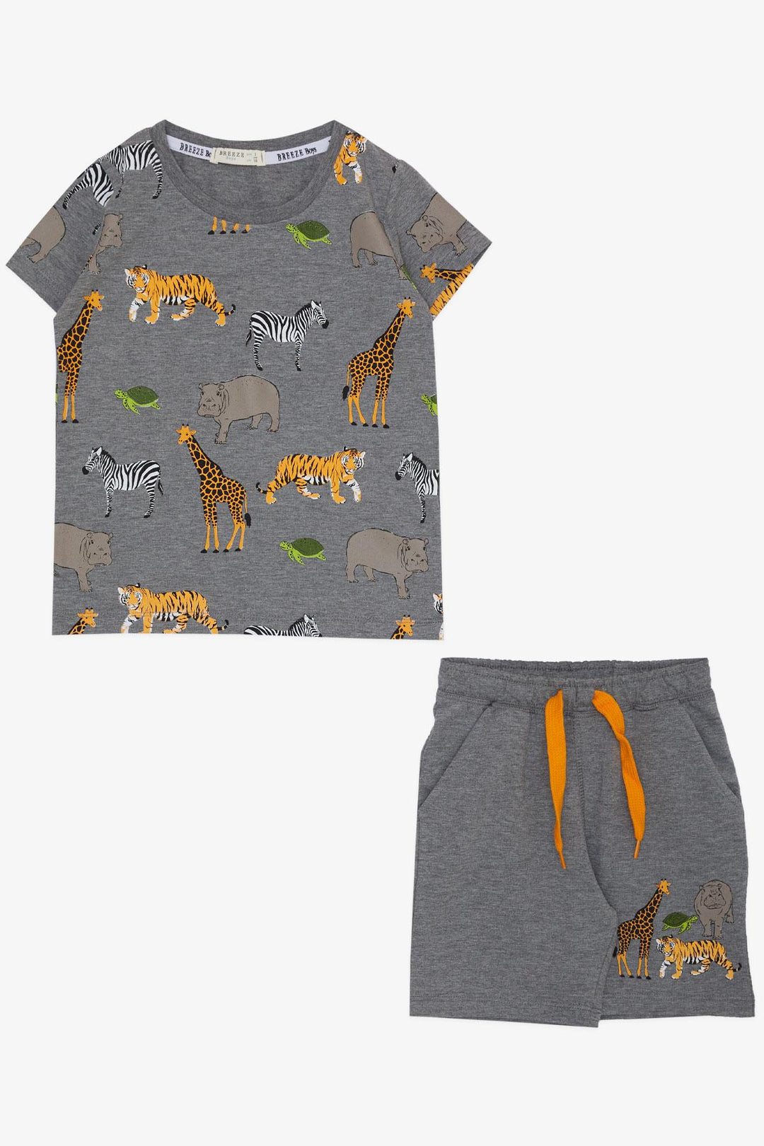 BRE Breeze Boys' Set with Shorts Strong Animal Patterned 1.5-5 Years, Dark Grey Melange - Conflans-Sainte-Honorine