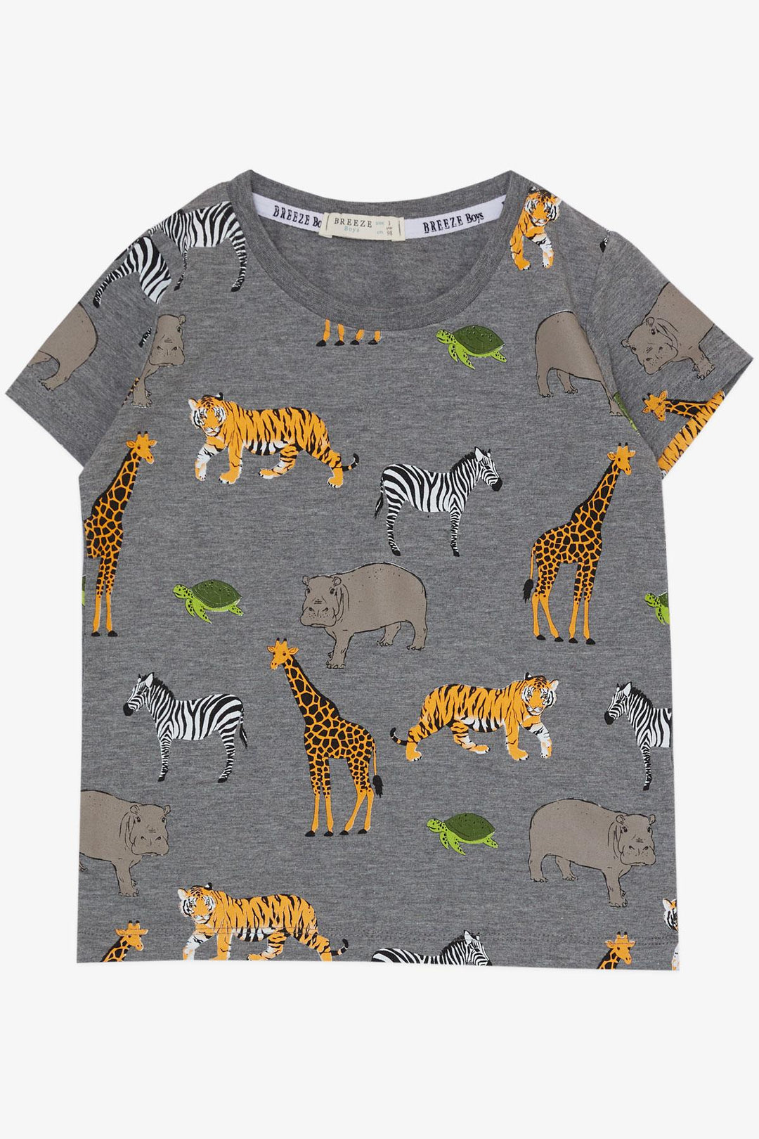 BRE Breeze Boys' Set with Shorts Strong Animal Patterned 1.5-5 Years, Dark Grey Melange - Conflans-Sainte-Honorine