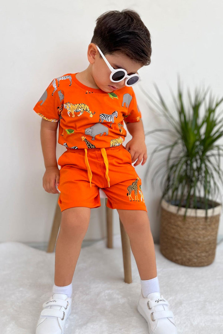 BRE Breeze Boys' Set with Shorts Strong Animal Patterned 1.5-5 Years, Orange - Mönchengladbach