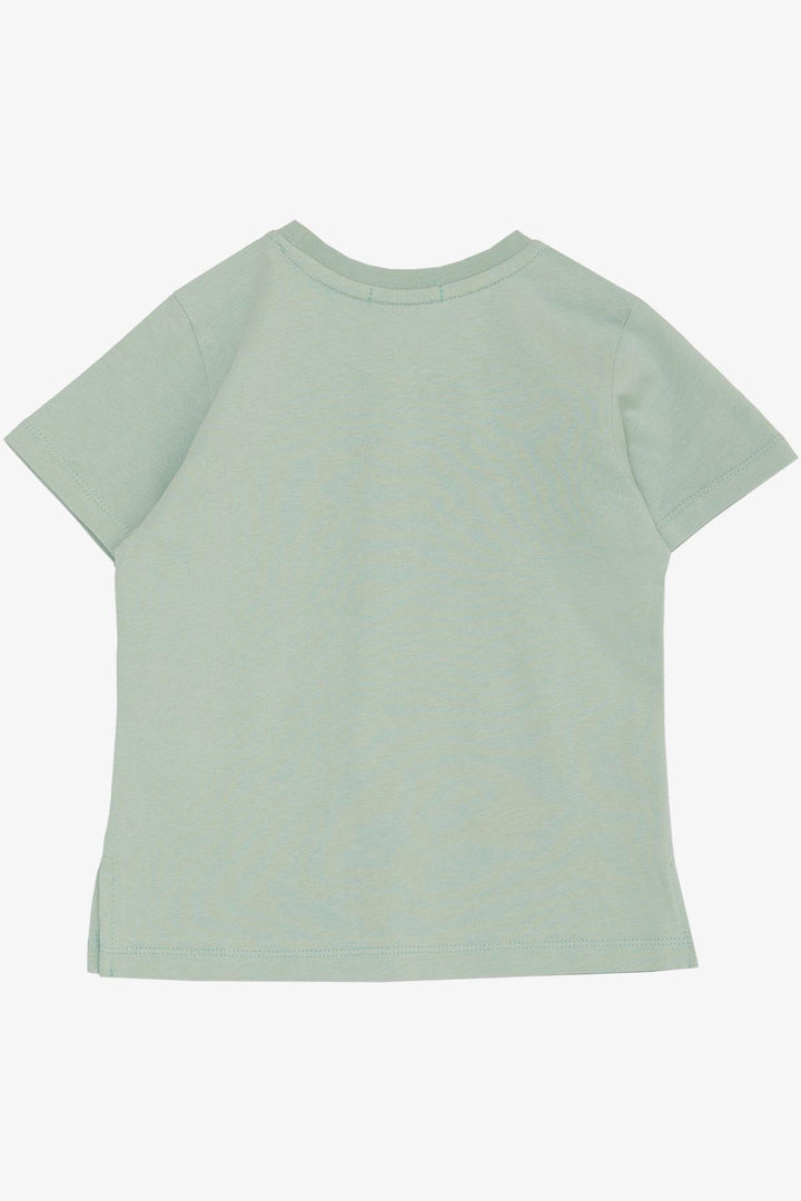 BRE Breeze Boys' T-shirt with Cool Writing, Emblem Pocket, 1.5-5 Years, Mint Green - Constanţa