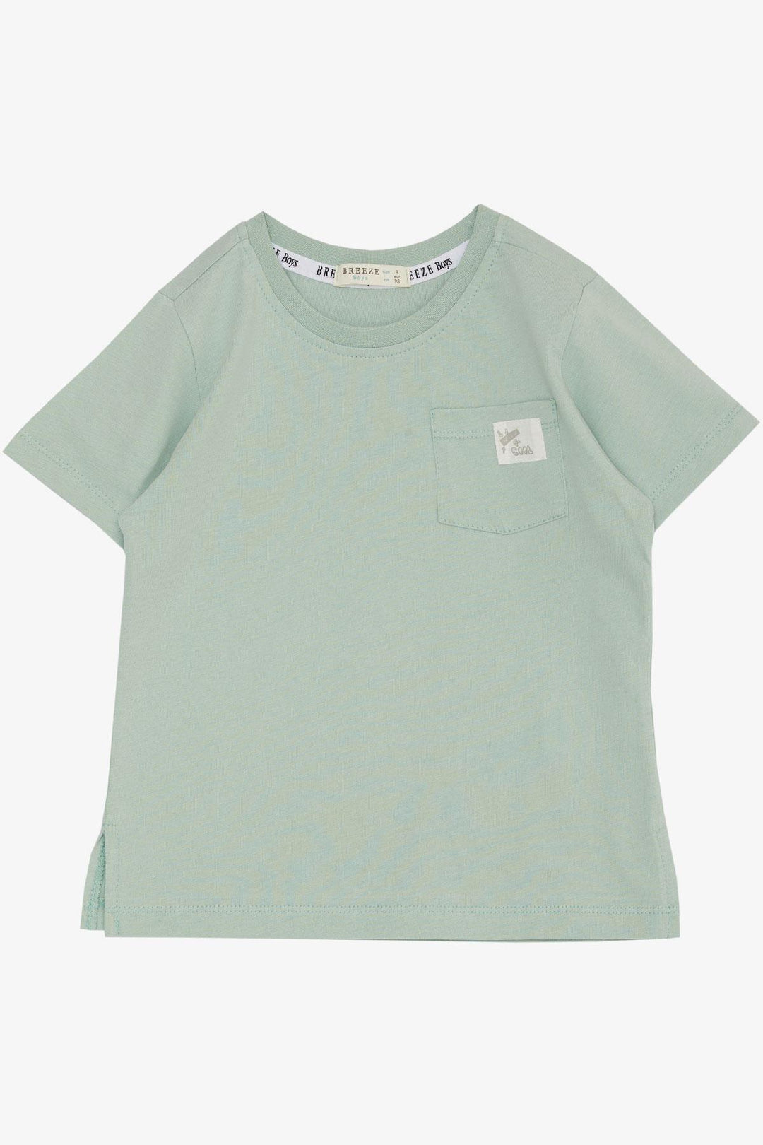 BRE Breeze Boys' T-shirt with Cool Writing, Emblem Pocket, 1.5-5 Years, Mint Green - Constanţa