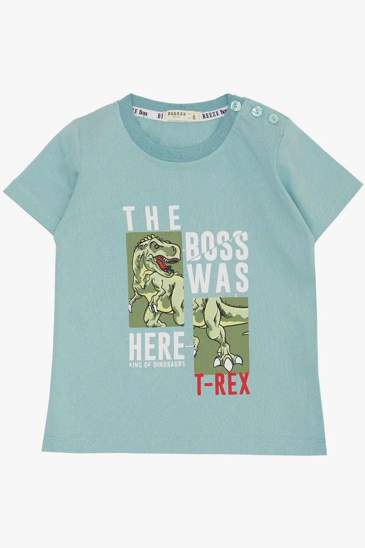 BRE Breeze Boys' T-Shirt Strong Dinosaur Printed 1.5-5 Years, Aqua Green - Colombes