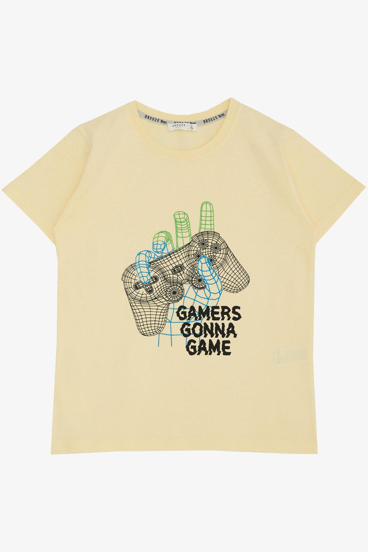 BRE Breeze Boys' T-shirt Game Console Printed 84 Years, Yellow - Woodbury