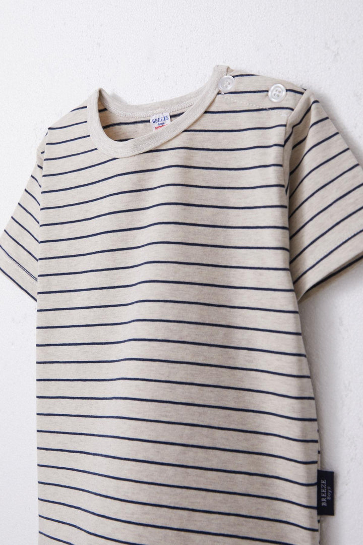 BRE Breeze Boy's T-shirt Striped 1-4 Years, Beige Melange - Don Benito