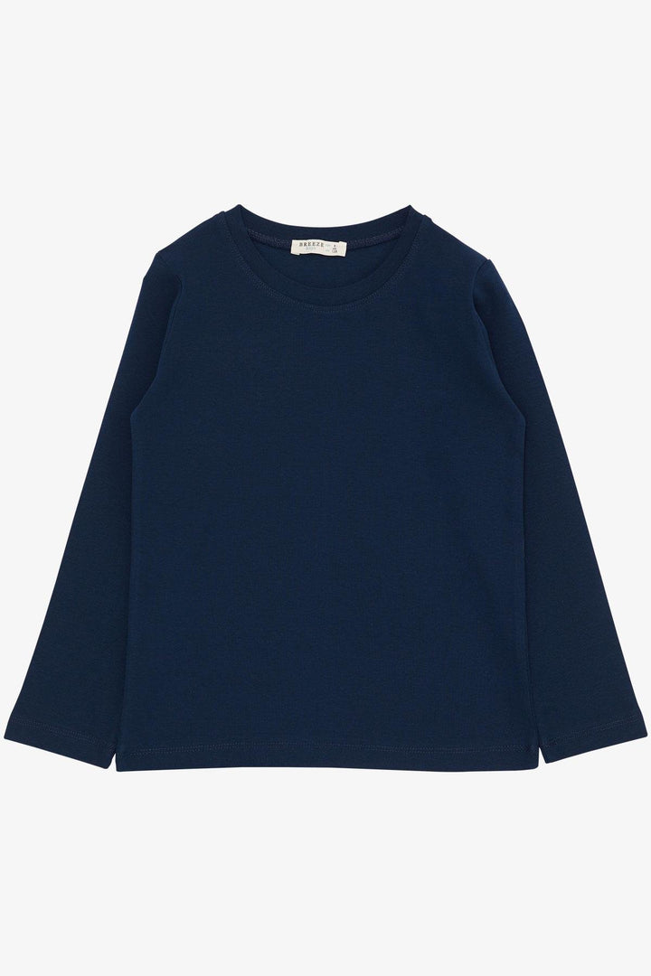 BRE Breeze Boys' Long Sleeve T-Shirt Basic 4-8 Years, Navy Blue - A Coruña